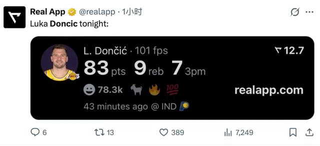 湖人险胜步行者 詹姆斯23+9+9东契奇43分追平哈登